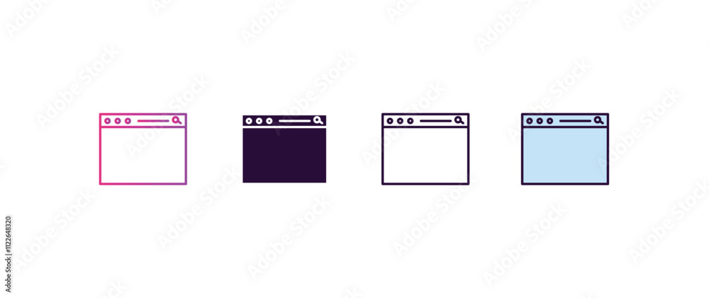 Poster web page gradient, line, filled, colored icon. editable vector from programming concept. four differ
