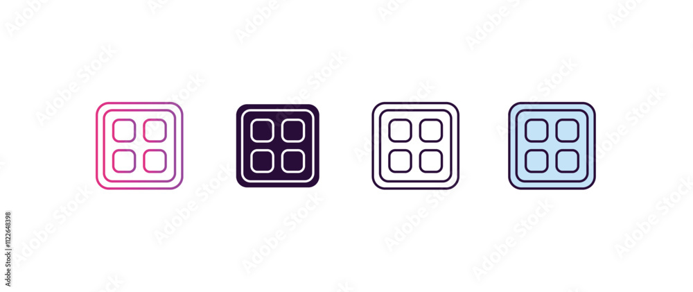 Poster app gradient, line, filled, colored icon. editable vector from programming concept. four different s