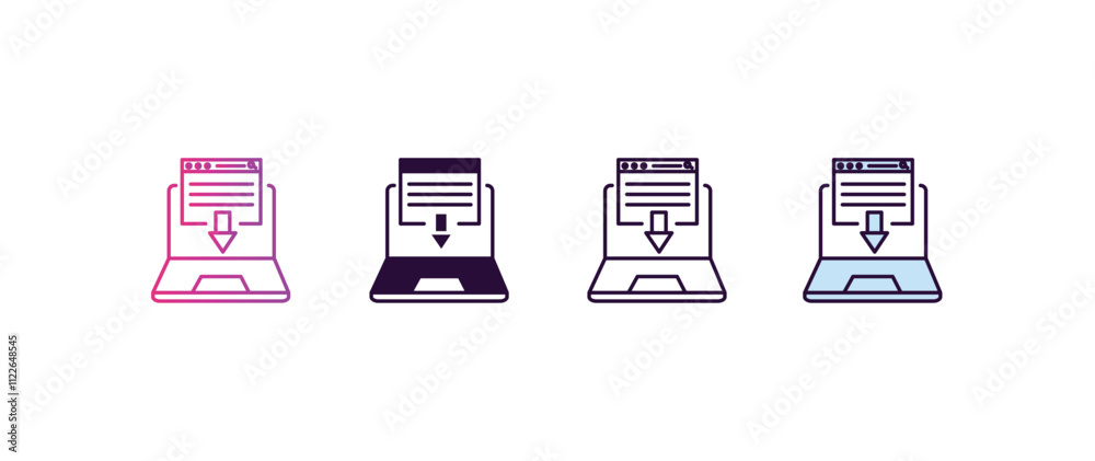 Poster landing page gradient, line, filled, colored icon. editable vector from programming concept. four di