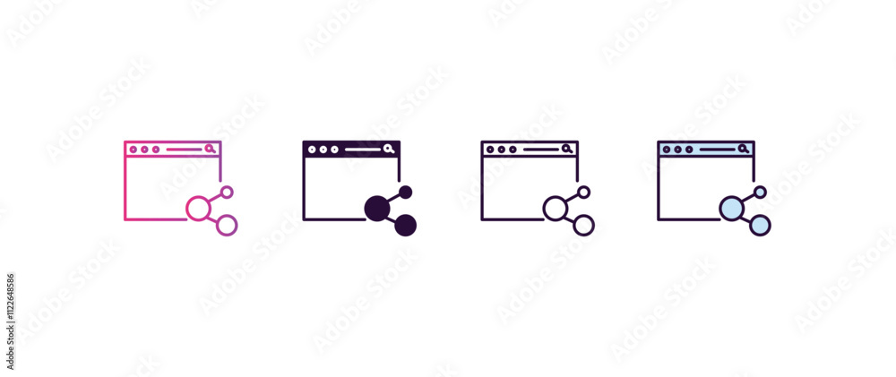 Poster sharing gradient, line, filled, colored icon. editable vector from programming concept. four differe