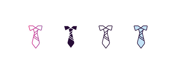 stripped tie gradient, line, filled, colored icon. editable vector from fashion concept. four different style stripped tie icon isolated on white background