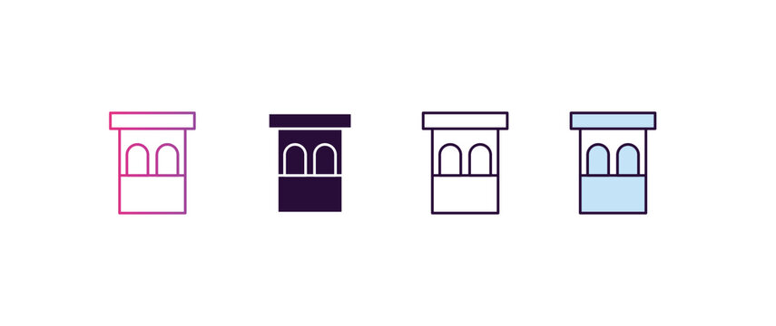 ticket booth gradient, line, filled, colored icon. editable vector from entertainment concept. four different style ticket booth icon isolated on white background
