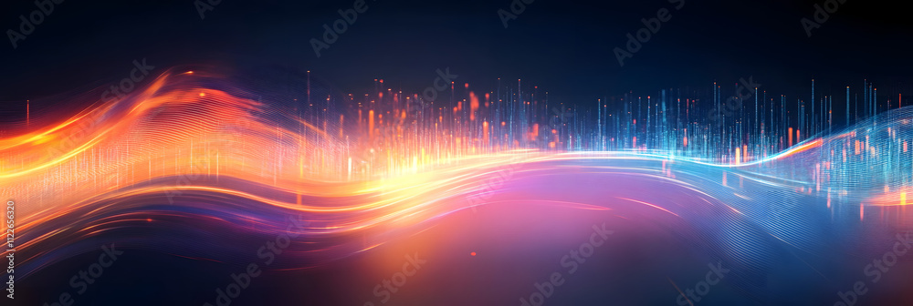 Poster dynamic ai data flow background with streams of light