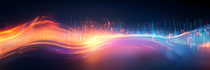 Dynamic AI data flow background with streams of light