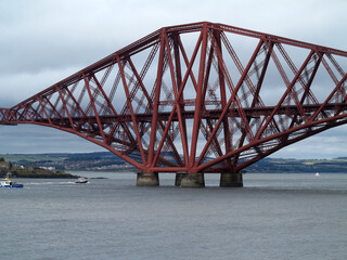 Forth Bridge - cantilever railway bridge  - Between North and South Queensferry - Lothian - Fife - Scotland - UK