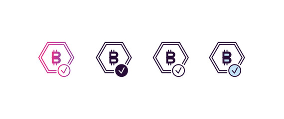 bitcoin accepted  gradient, line, filled, colored icon. editable vector from cryptocurrency concept. four different style bitcoin accepted  icon isolated on white background