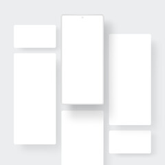 New Clay Frameless Smartphone With Blank Mobile Screens For App Showcase. Vector Illustration