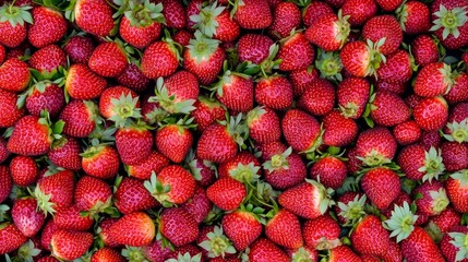 Fresh strawberries forming a vibrant and delicious background