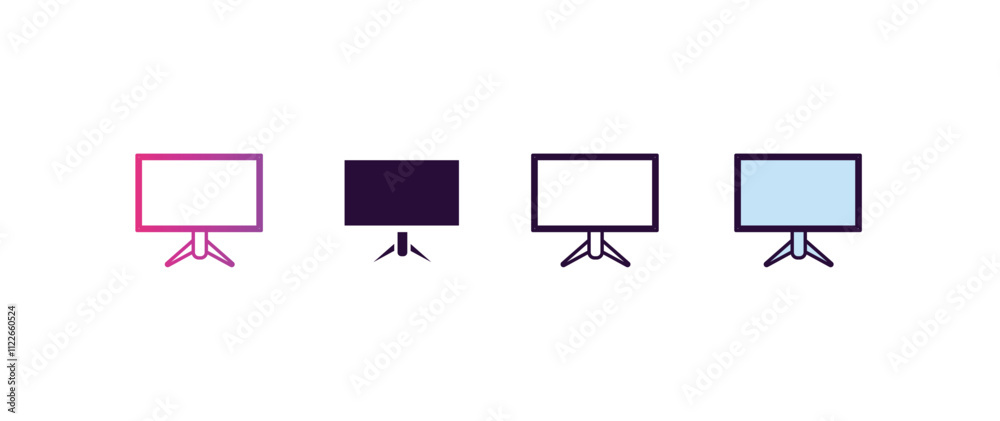Poster computer monitor gradient, line, filled, colored icon. editable vector from computer concept. four d
