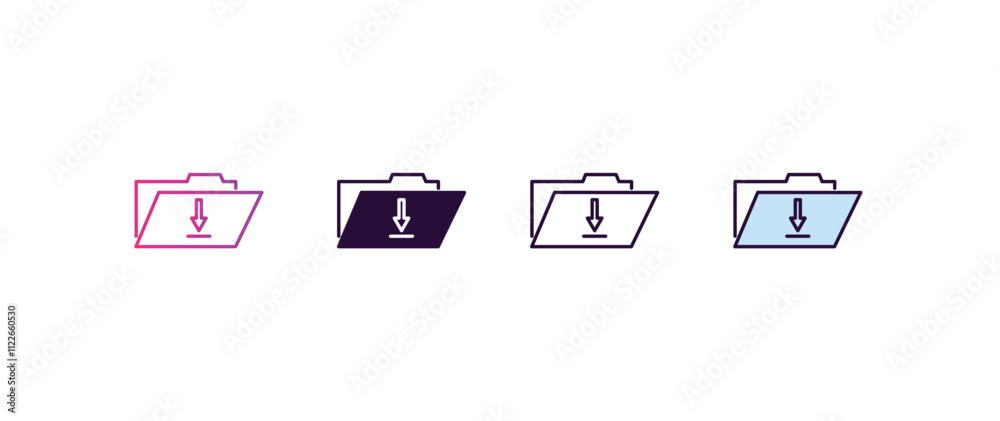 Poster save file gradient, line, filled, colored icon. editable vector from computer concept. four differen