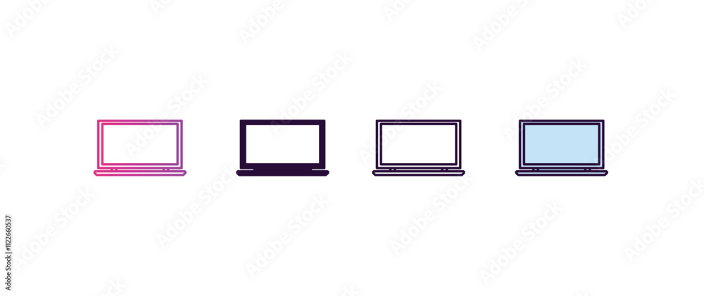 Poster laptop computer screen gradient, line, filled, colored icon. editable vector from computer concept. 