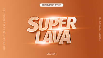 Obraz premium Super Lava Copper 3D Editable Text Effect with Glossy Metallic Chrome Style