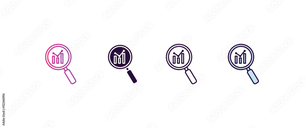Poster data analyser gradient, line, filled, colored icon. editable vector from computer concept. four diff