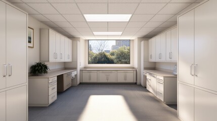 Modern Office Interior with Bright Windows and Minimalist Design for Workspace Inspiration