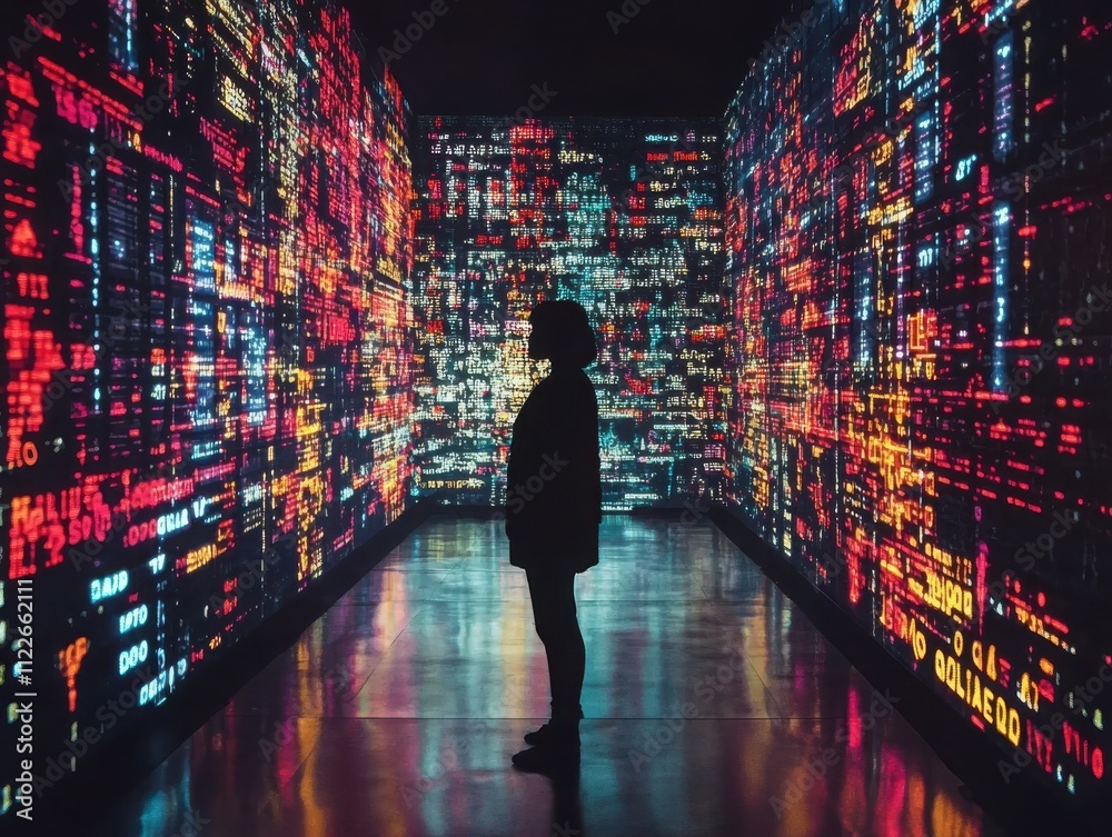 Poster visualizing emotional algorithmscolor-coded feelings translated in an immersive digital environment