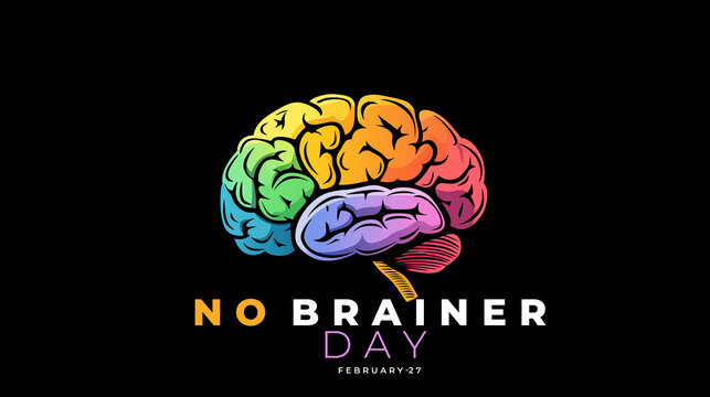 No Brainer Day. brain with bulb icon.