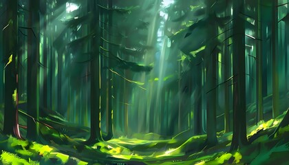 Obraz premium Abstract Forest Landscape Illustration 