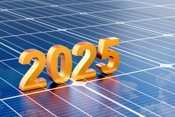 2025 on solar panels. Start the new year with solar energy, and solar panels. clean energy,...