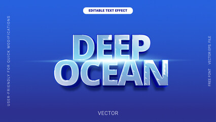 Obraz premium Deep ocean Sapphire 3D Text Effect with Radiant Blue Glow Shiny vector