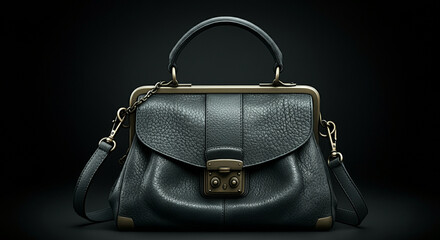 Naklejka premium black leather handbag