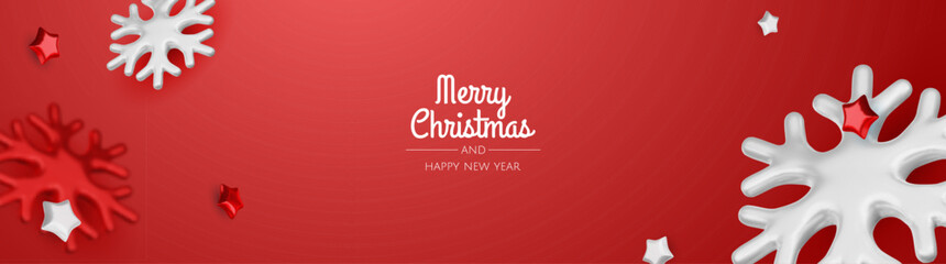 Fototapeta premium Christmas winter festive composition. Colorful Xmas background realistic 3d decorative design objects, christmas tree, gift boxes, xmas ball, gold confetti. Happy New Year.