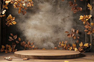 Green 3d podium with stone 