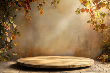 Green 3d podium with stone 