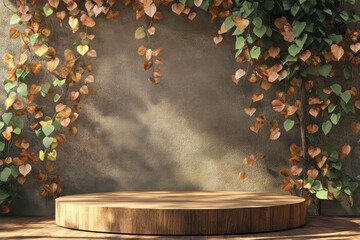 Green 3d podium with stone 