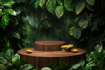 Green 3d podium with stone 