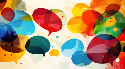 Colorful Abstract Speech Bubbles on Artistic Background Design