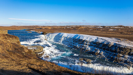Gullfoss in a cold march day in iceland