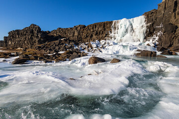 Thingvellir park in a winter day