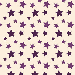 Purple stars pattern. Seamless vector pattern. Hand drawn illustration.