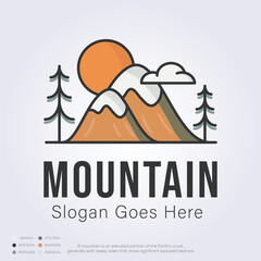 Fototapeta premium modern minimalist mountain logo icon symbol vector illustration design. outdoor adventure logo design