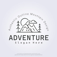 modern line mountain logo icon symbol vector illustration design. outline outdoor adventure logo design