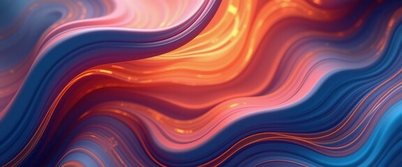 Obraz premium Abstract Swirling Waves in Blue Orange and Pink Hues Digital Art Background Image