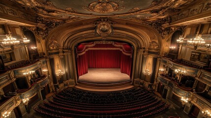 Obraz premium A grand and historic opera house with ornate balconies and chandeliers.