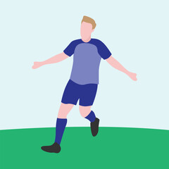 Flat Design Illustration of Playing Soccer