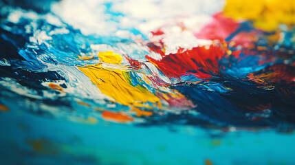Fototapeta premium Abstract art close up. Colorful textured oil painting. Concept of creativity, color, and emotion.