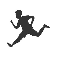 Silhouette Running at Sunset on the Beach