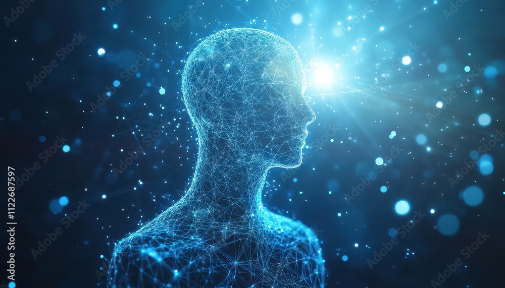 Poster abstract networked human form illuminated