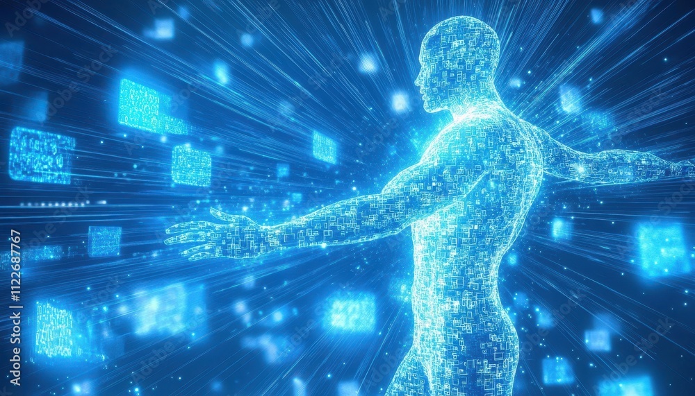 Poster digital human form emerging from data streams