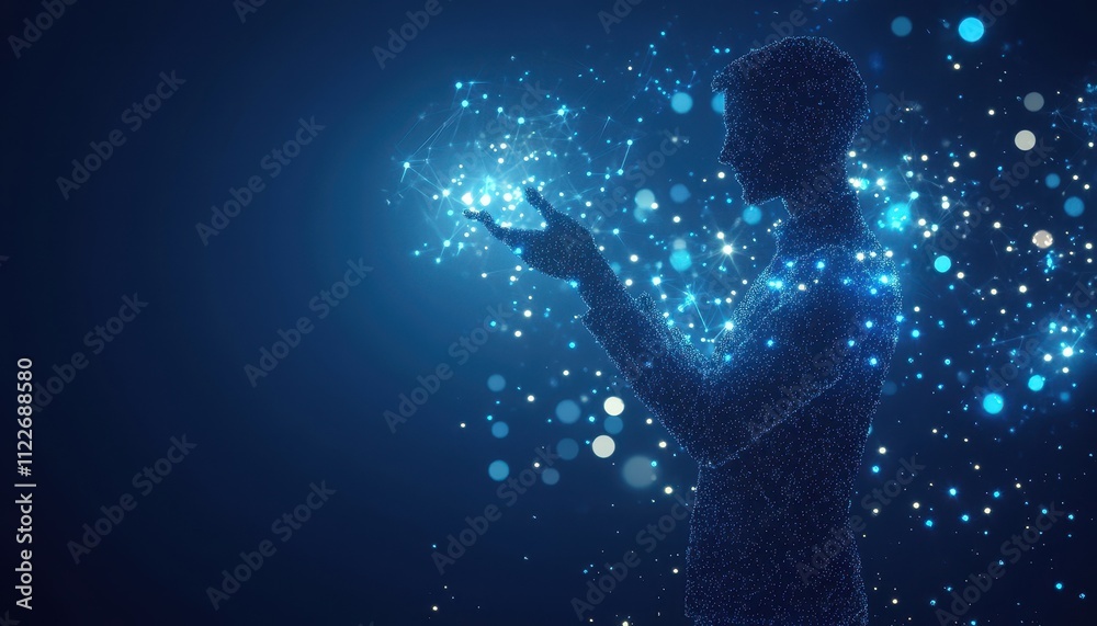Aufkleber Digital Person Interacting With Networked Data