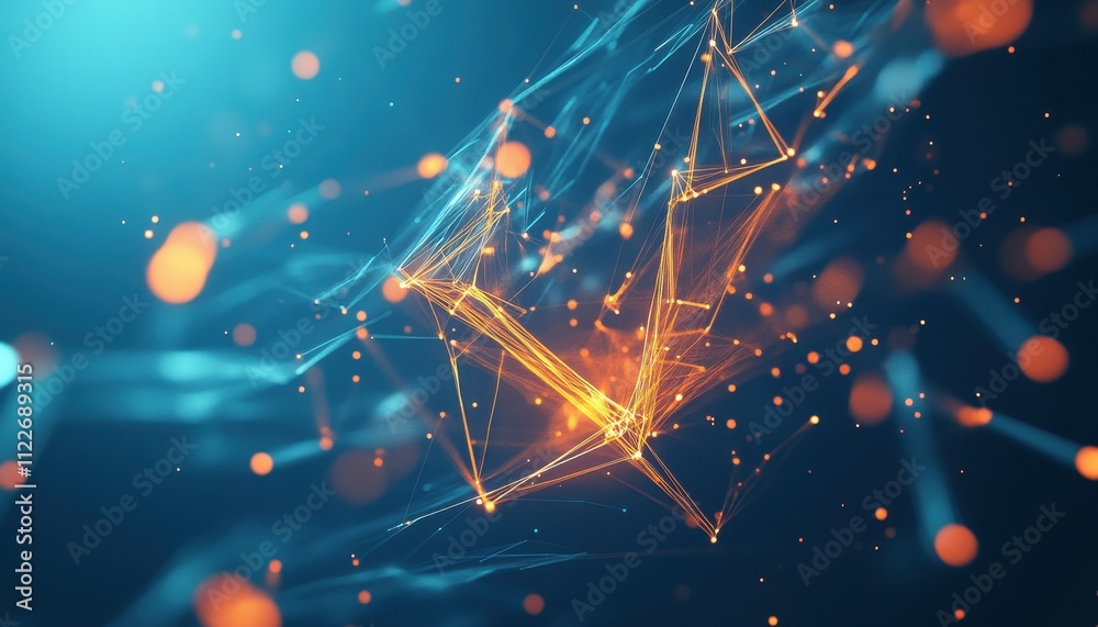 Aufkleber Abstract Network Glowing Lines And Points Design