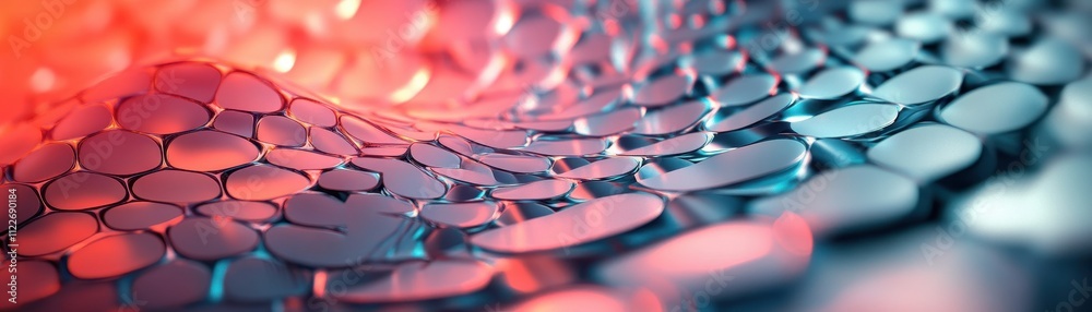 Poster abstract wavy metallic surface with red hues
