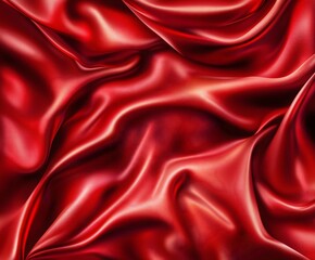 Obraz premium Luxurious Red Satin Fabric Background with Glossy Waves - Elegant, Vibrant, and Abstract Design Perfect for Fashion, Art, and Luxury Concepts