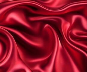 Obraz premium Luxurious Red Satin Fabric Background with Glossy Waves - Elegant, Vibrant, and Abstract Design Perfect for Fashion, Art, and Luxury Concepts