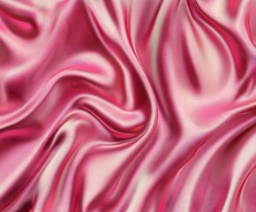 Obraz premium Luxurious Pink Silk Fabric Texture - Flowing Satin with Smooth Folds and Glossy Finish, Perfect for Fashion Backgrounds, Abstract Designs, and Elegant Concepts