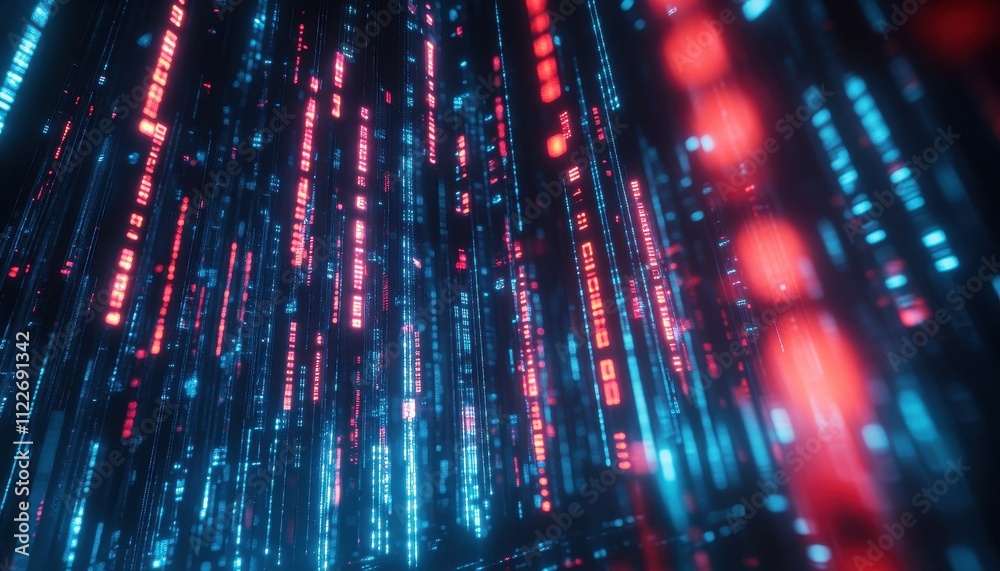 Poster abstract digital data streams flowing downward