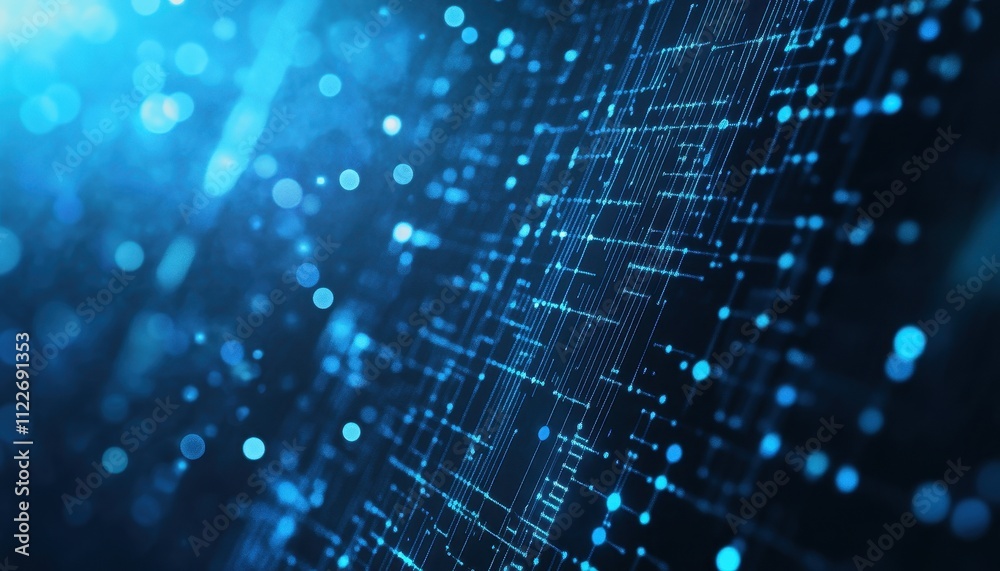 Poster abstract blue digital network data flow